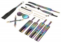 Preview: Exclusive Glossy Rainbow restraint set for intense bondage experiences