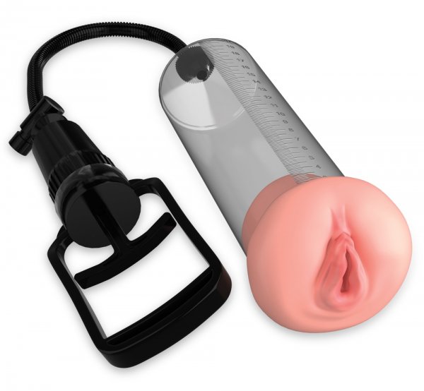 Transparent penis pump with measuring scale from Steeltoyz