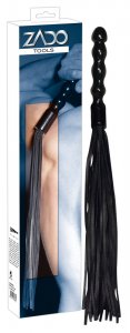 Leather Flogger with Wooden Handle Leder Peitsche