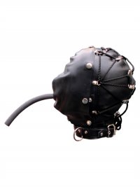 Head mask in black with hose opening