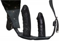 Preview: Leather thong with 3 dildos